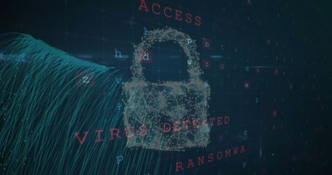 Digital Padlock Symbolic of Cybersecurity with Virus Alerts - Download Free Stock Images Pikwizard.com