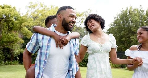 Joyful Family Together in Garden Day Relaxation