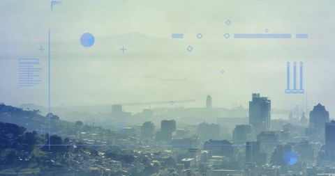 Digital Data Interface Over Cityscape Illustrates Global Business - Download Free Stock Images Pikwizard.com
