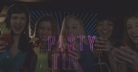 Smiling Group of Women Toasting With Cocktails at Party - Download Free Stock Images Pikwizard.com