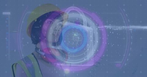 Digital security overlay on vr headset for technology workers