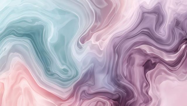 Flowing pastel marble abstraction with mint teal blush lavender bands for modern design