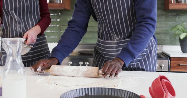 Close-Up of Couple Baking Together in Modern Kitchen - Download Free Stock Images Pikwizard.com