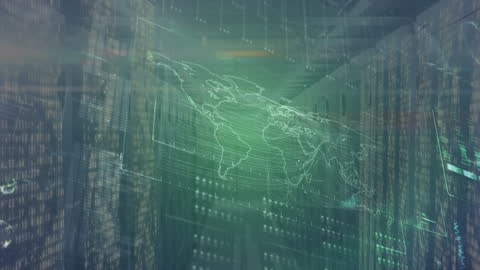 Futuristic Digital Interface in Data Server Room