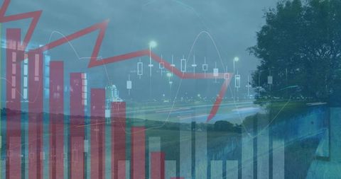 cityscape with data overlay highlighting financial market trends - Download Free Stock Images Pikwizard.com