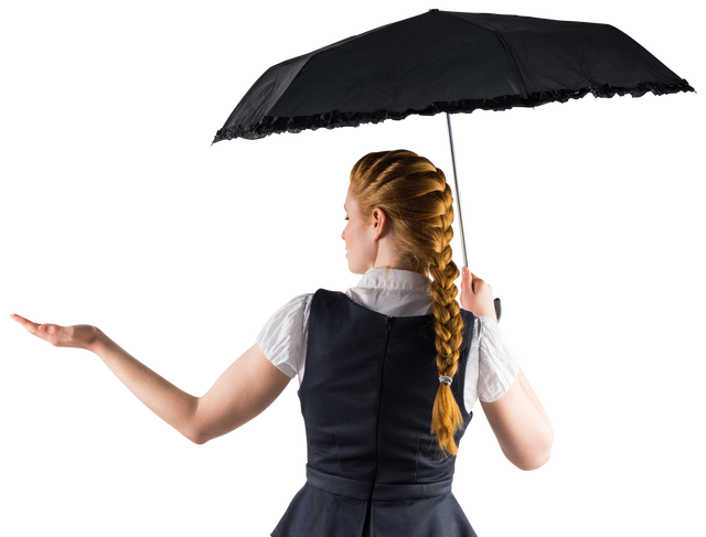 Transparent Businesswoman Holding Umbrella Indoors Communication - Download Free Stock Videos Pikwizard.com