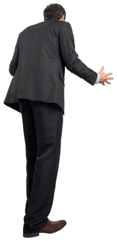 Back View Angry Businessman on Transparent Background Illustrating Frustration