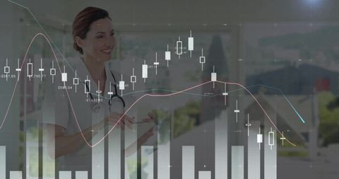 Female Doctor Analyzing Digital Charts with Tablet