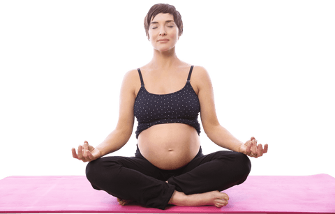 Ideal for promoting prenatal health programs or yoga classes focusing on maternity fitness. Useful for illustrating articles about benefits of yoga during pregnancy or prenatal relaxation techniques.
