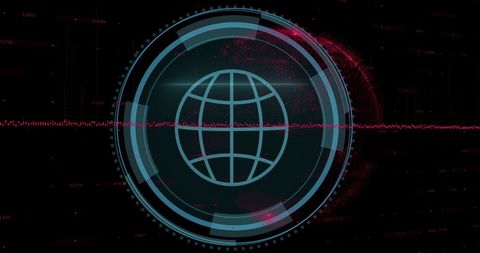 Futuristic digital globe with tech interface overlay