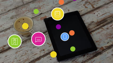 Concept of Technology and Social Media Networking with Floating Icons