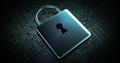 Futuristic padlock symbolizing digital security