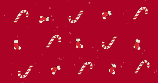 Festive Candy Cane and Christmas Stocking Pattern on Red Background - Download Free Stock Images Pikwizard.com