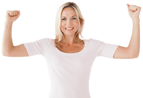 confident middle-aged woman flexing muscles transparent background - Download Free Stock Videos Pikwizard.com