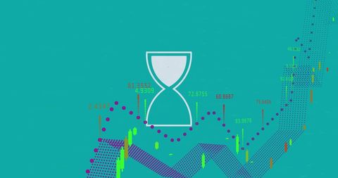 Digital Data Processing with Hourglass Overlay and Graph - Download Free Stock Images Pikwizard.com