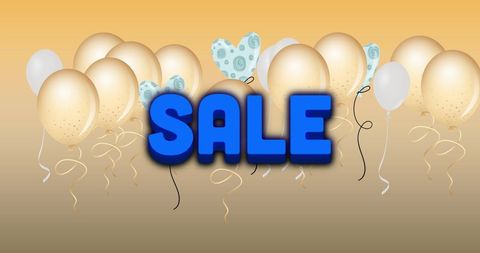 vibrant sale text with festive balloons on yellow backdrop - Download Free Stock Images Pikwizard.com