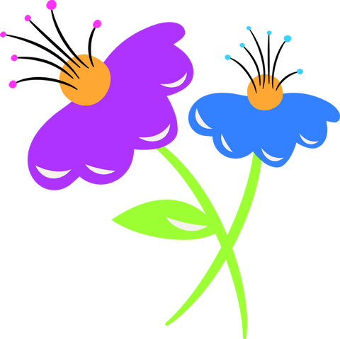 Transparent floral art illustrating two vibrant blooms