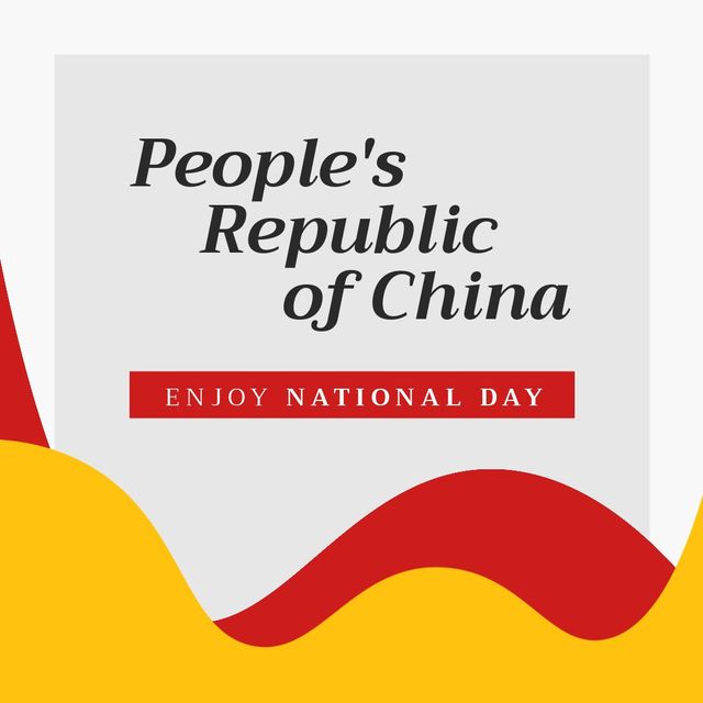 Square image of china independence day text with china flag over white background - Download Free Stock Videos Pikwizard.com