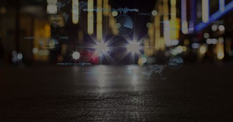 Futuristic Data Overlay on City Traffic at Night - Download Free Stock Images Pikwizard.com
