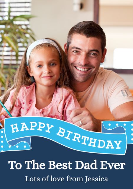 Happy Birthday Card for Dad with Smiling Father and Daughter - Download Free Stock Templates Pikwizard.com