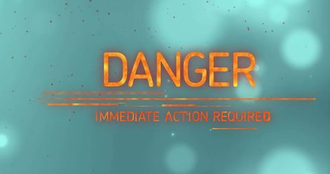 Bright red danger text over glowing green background