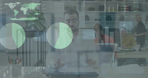 Financial Data Analysis in Modern Office with Diverse Team