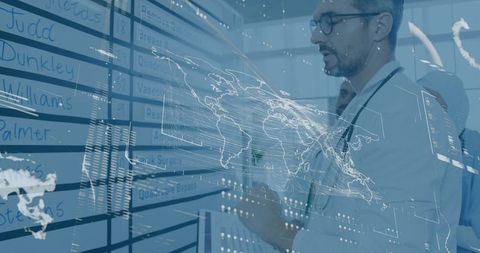 Business Meeting with Global Strategy and Data Visualization