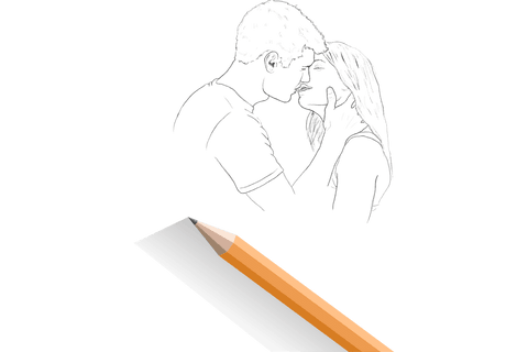 Transparent illustration of couple kissing in pencil sketch style - Download Free Stock Videos Pikwizard.com