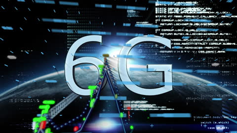 6G Technology Animation Over Globe With Digital Interface Elements