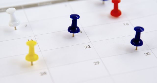 Colorful Thumbtacks on Monthly Calendar View - Download Free Stock Images Pikwizard.com
