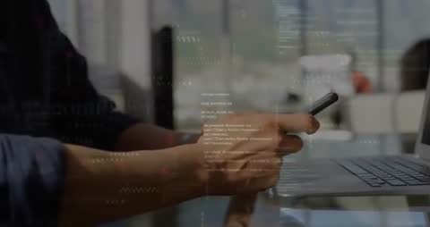 Digital Workflow with Smartphone, Laptop and Programming Code Overlay