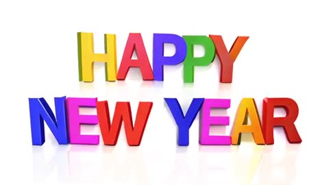 Colorful Happy New Year Text on White Background