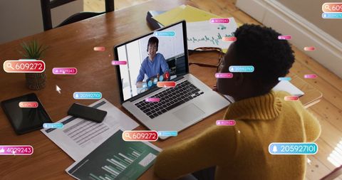 Diverse Team Engaged in Video Conference with Data Visualization - Download Free Stock Images Pikwizard.com