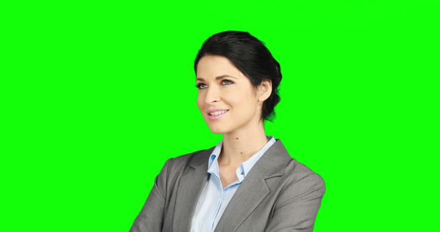 Confident Businesswoman Smiling on Green Screen Background - Download Free Stock Images Pikwizard.com