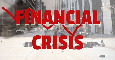 Financial Crisis Concept with Declining Chart and Crumbling Currency