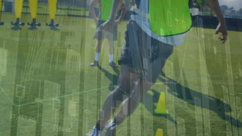 Financial Data Overlays With Football Player in Motion