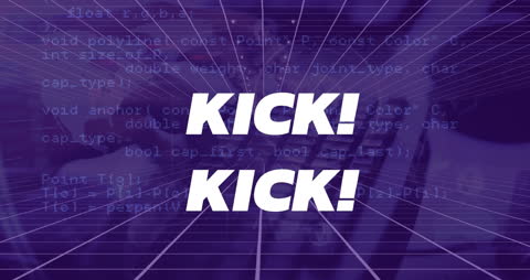 Kick Graphic Animation with Digital Grid Background