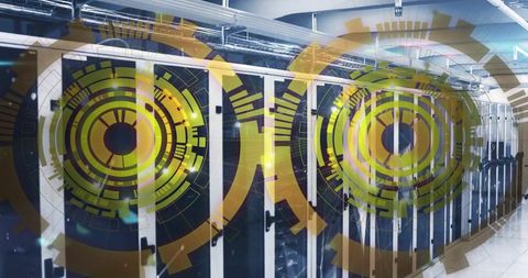 futuristic data processing and computer servers with digital interface - Download Free Stock Images Pikwizard.com