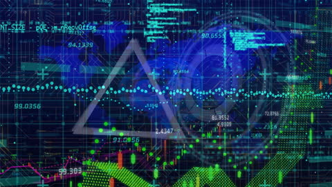 Futuristic Data Processing Technology Interface with Global Elements