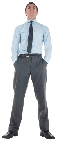 Confident Businessman Standing with Hands in Pockets Transparent Background