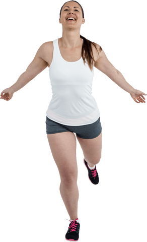 cheerful young woman running with transparent background for fitness promotions - Download Free Stock Videos Pikwizard.com