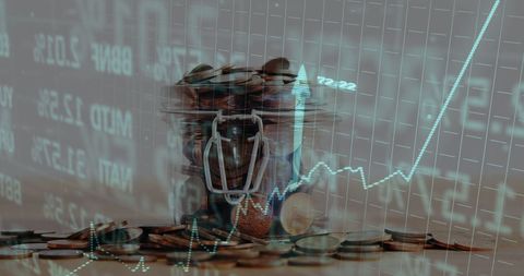 Digital Finance Technology with Coin Jar and Graph - Download Free Stock Images Pikwizard.com