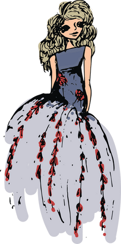 elegant woman in grey dress with floral patterns transparent illustration - Download Free Stock Videos Pikwizard.com