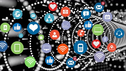 Social Media Icons in Digital Network