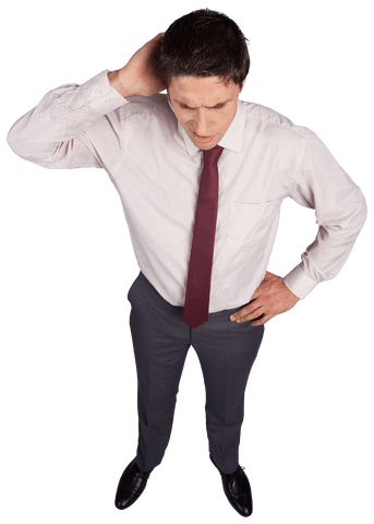 Thoughtful Professional Caucasian Businessman on Transparent Background