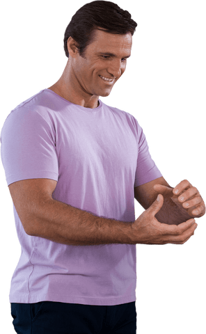 happy mature man holding transparent product disc - Download Free Stock Videos Pikwizard.com