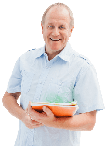 Senior Man Holding Documents Smiling on Transparent Background - Download Free Stock Videos Pikwizard.com