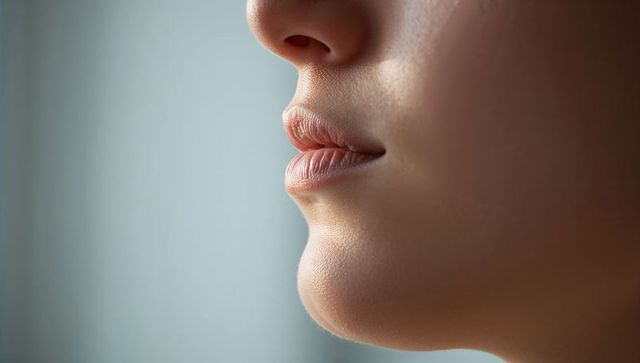 Close-up profile of female-presenting lower face highlighting natural skin texture and lips