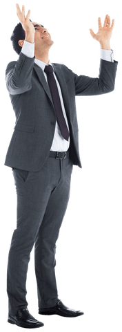 Transparent Cheerful Businessman Celebrating Success