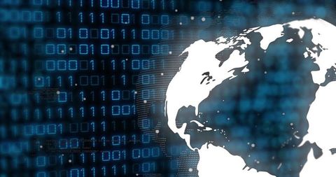 world connectivity in cyberspace over blue binary code - Download Free Stock Images Pikwizard.com